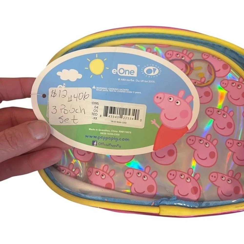 Peppa‎ Pig 3 Piece Bag Set NEW Pencil Case Makeup Bag Small Bags